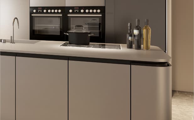 Curved Units with Matt Lacquer Handles