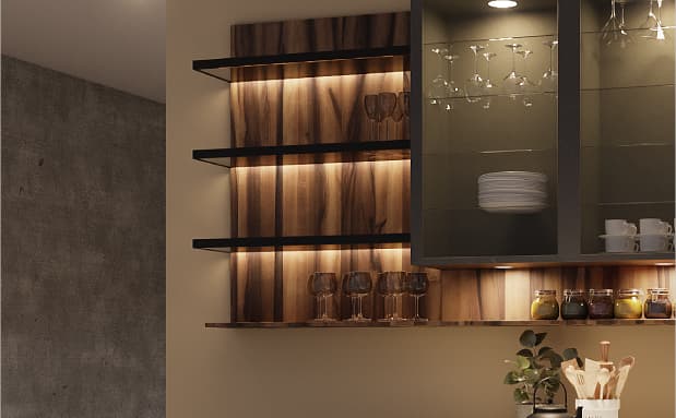 Open Profile Shelves with Built-in Lights