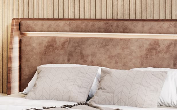 Upholstered Headboard with Lights